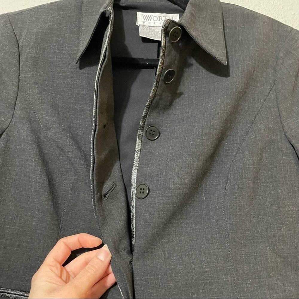 Worth Black Structured Wool Button Up Blazer Jack… - image 4